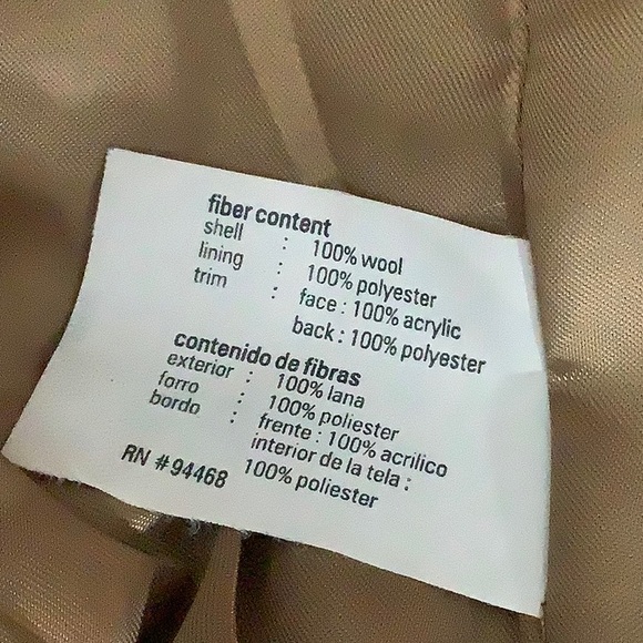 Vintage Esprit Penny Lane Style Tan Wool Coat With Faux Fur Trim Size L - Picture 8 of 16